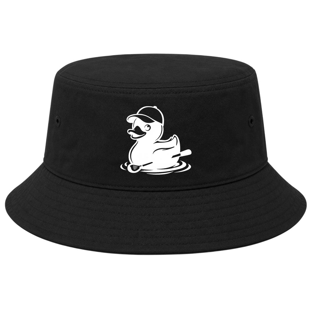 Black Rubber Duck With Golf Club Golf Bucket Hat