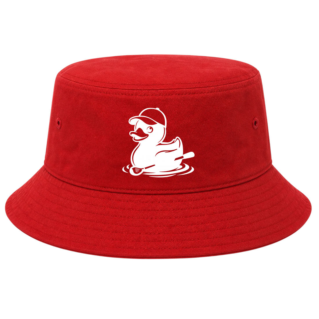 Red Rubber Duck With Golf Club Golf Bucket Hat