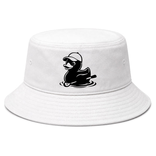 White Rubber Duck With Golf Club Golf Bucket Hat