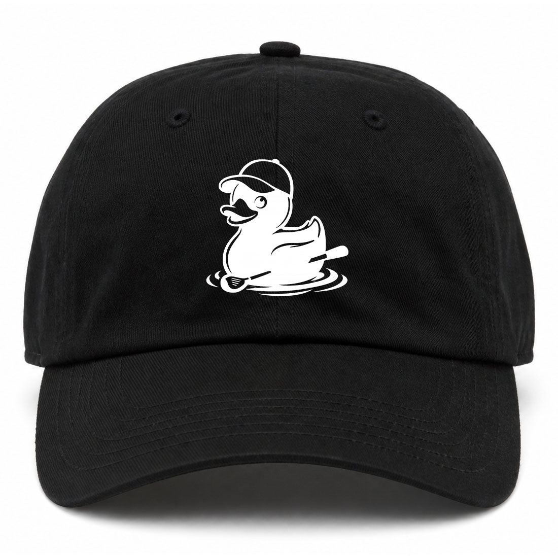 Black Rubber Duck With Golf Club Golf Dad Hat
