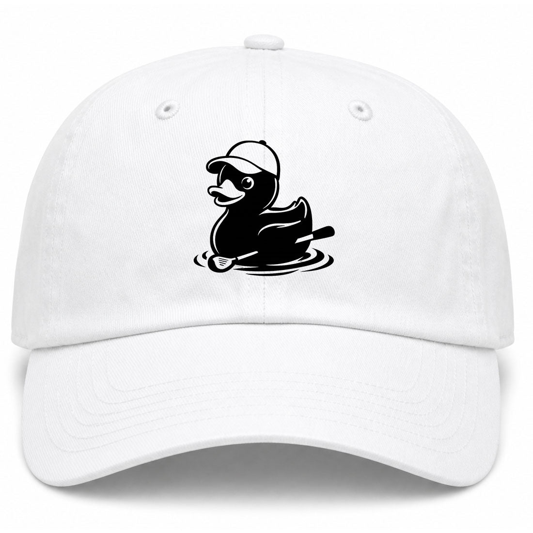 White Rubber Duck With Golf Club Golf Dad Hat