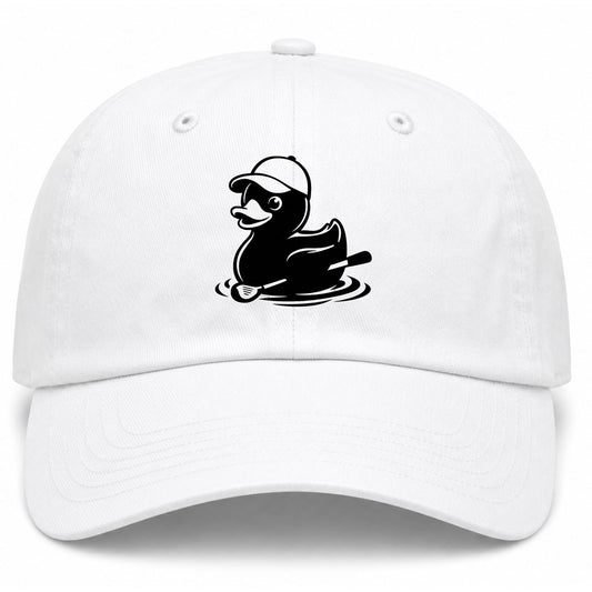 White Rubber Duck With Golf Club Golf Dad Hat