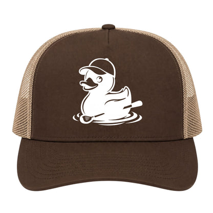 Brown Rubber Duck With Golf Club Golf Trucker Hat