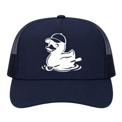 Navy Blue Rubber Duck With Golf Club Golf Trucker Hat