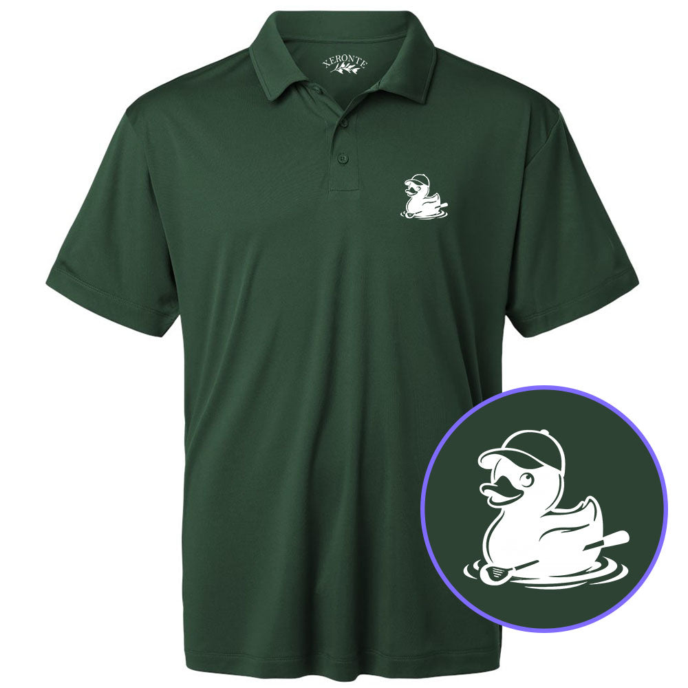 Green Rubber Duck With Golf Club Men's Golf Polo Shirt