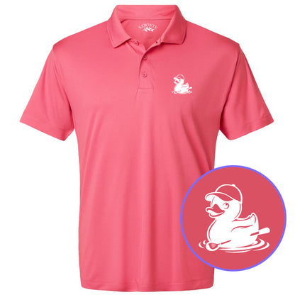 Pink Rubber Duck With Golf Club Men's Golf Polo Shirt