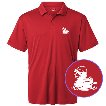 Red Rubber Duck With Golf Club Men's Golf Polo Shirt