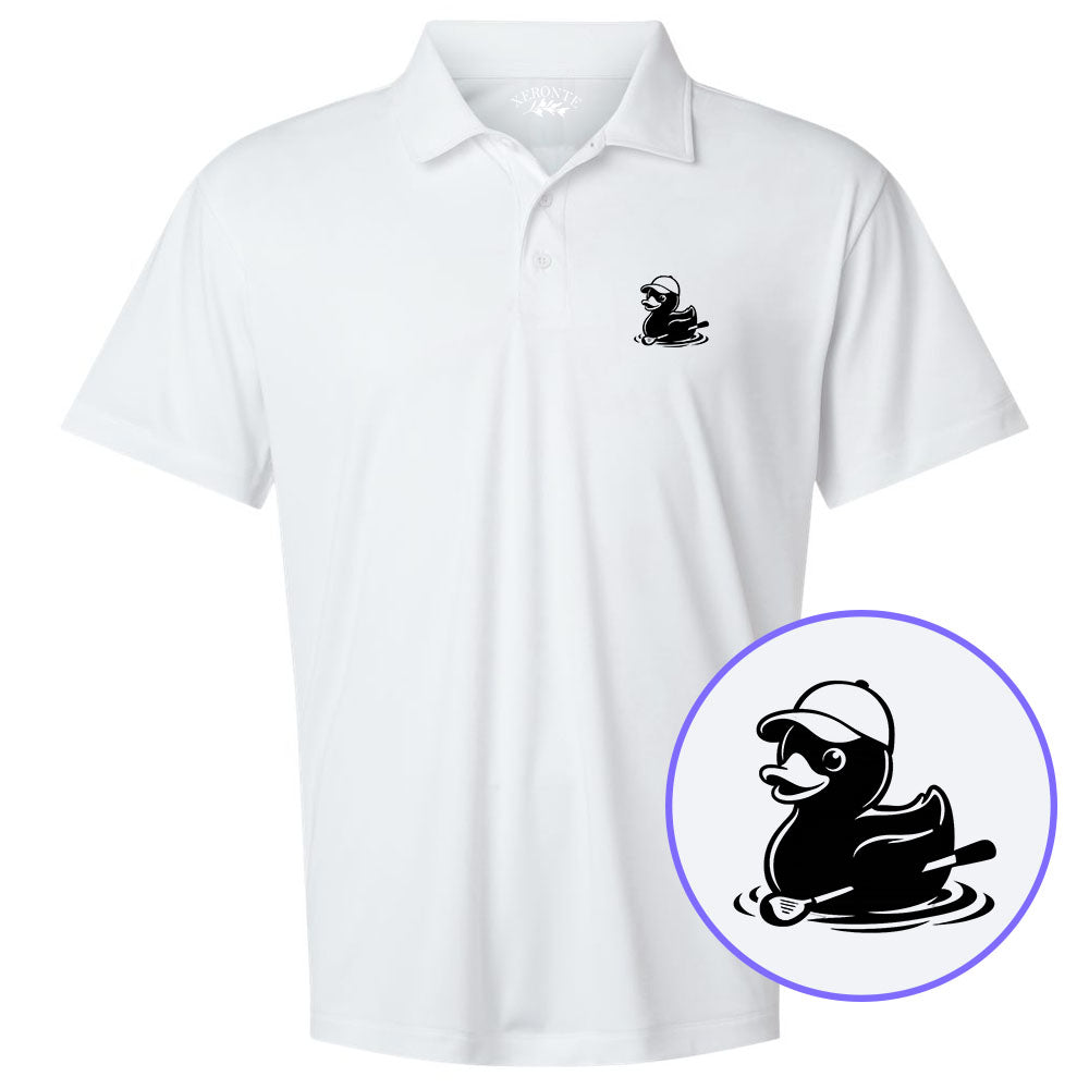 White Rubber Duck With Golf Club Men's Golf Polo Shirt