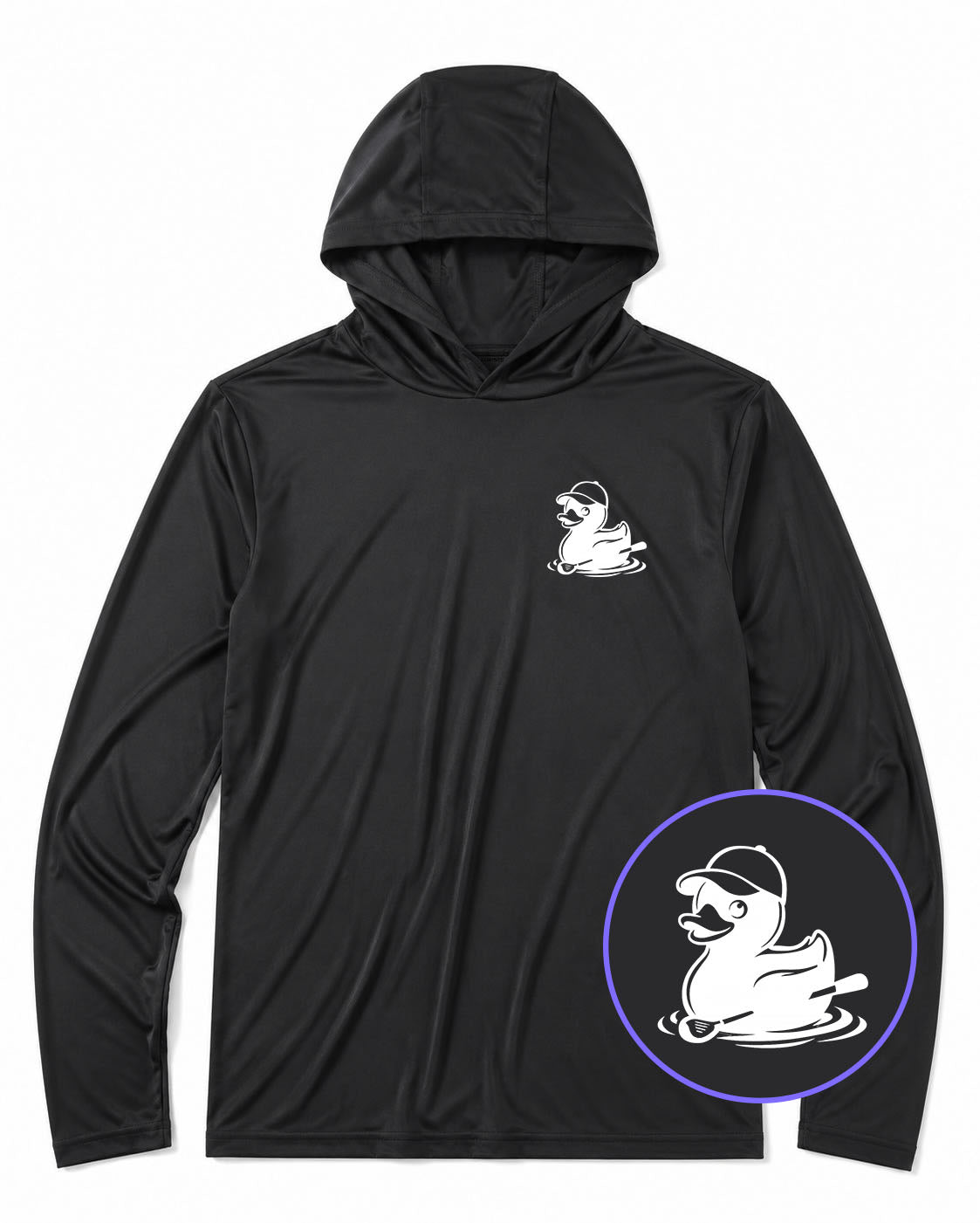 Black Rubber Duck With Golf Club Men's Lightweight Performance Golf Hoodie