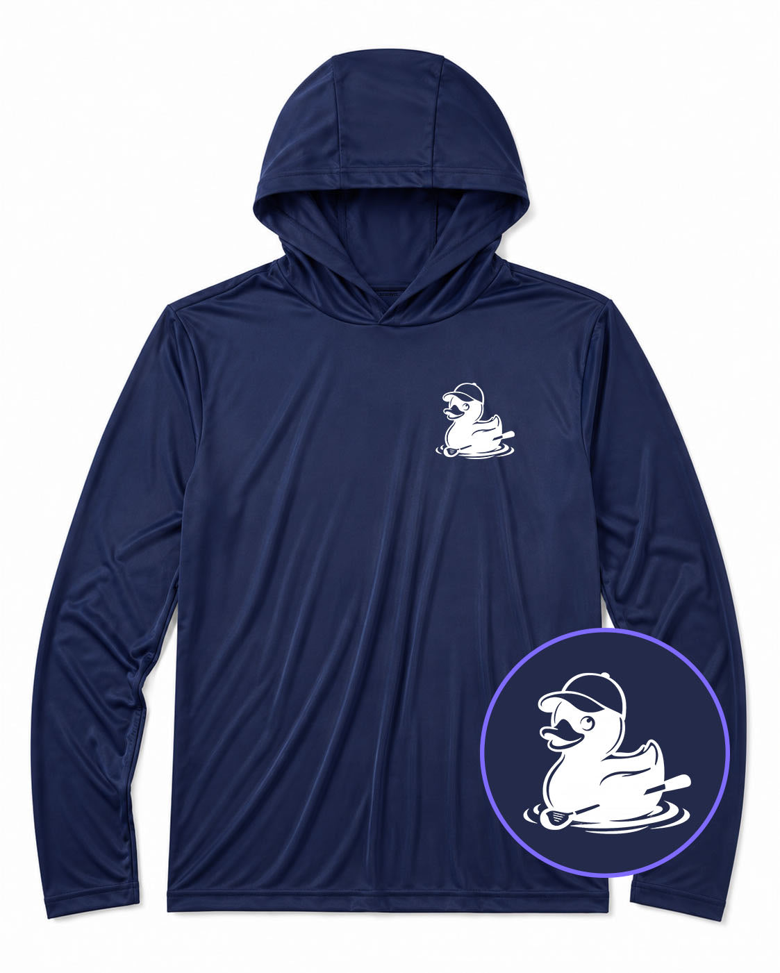 Navy Blue Rubber Duck With Golf Club Men's Lightweight Performance Golf Hoodie