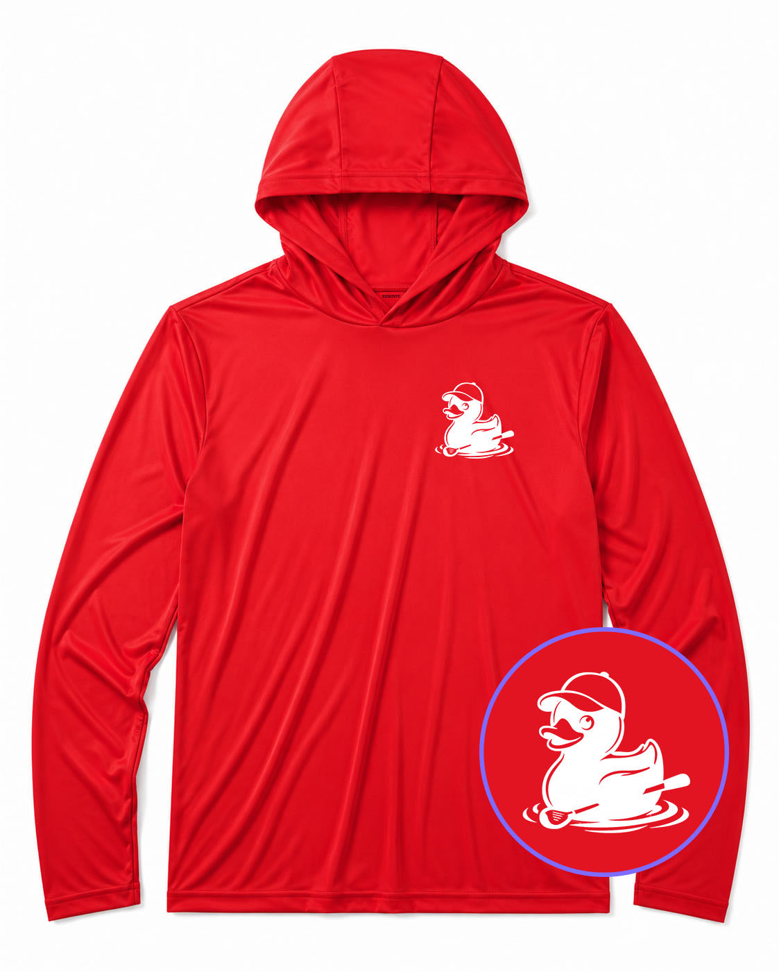 Red Rubber Duck With Golf Club Men's Lightweight Performance Golf Hoodie