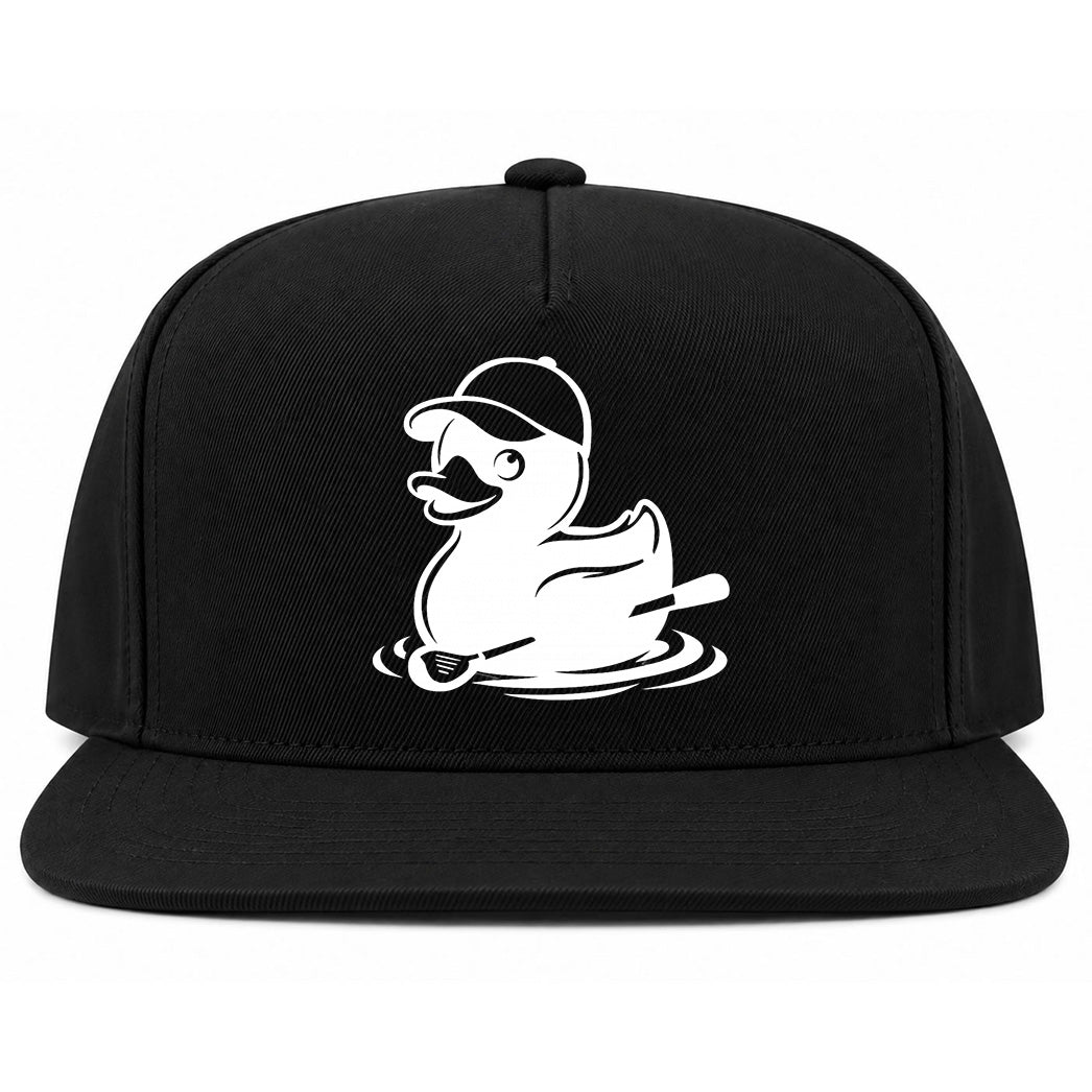 Black Rubber Duck With Golf Club Golf Snapback Hat