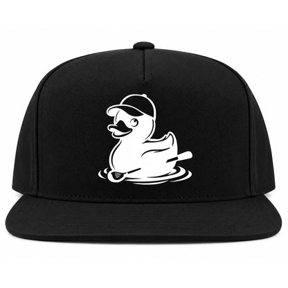 Black Rubber Duck With Golf Club Golf Snapback Hat