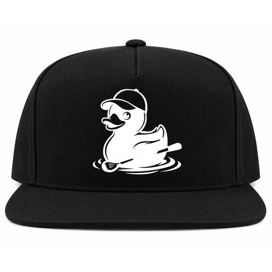 Black Rubber Duck With Golf Club Golf Snapback Hat