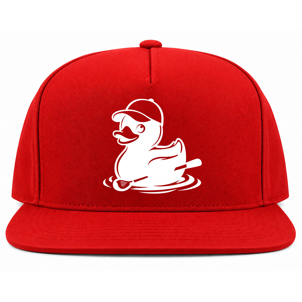 Red Rubber Duck With Golf Club Golf Snapback Hat