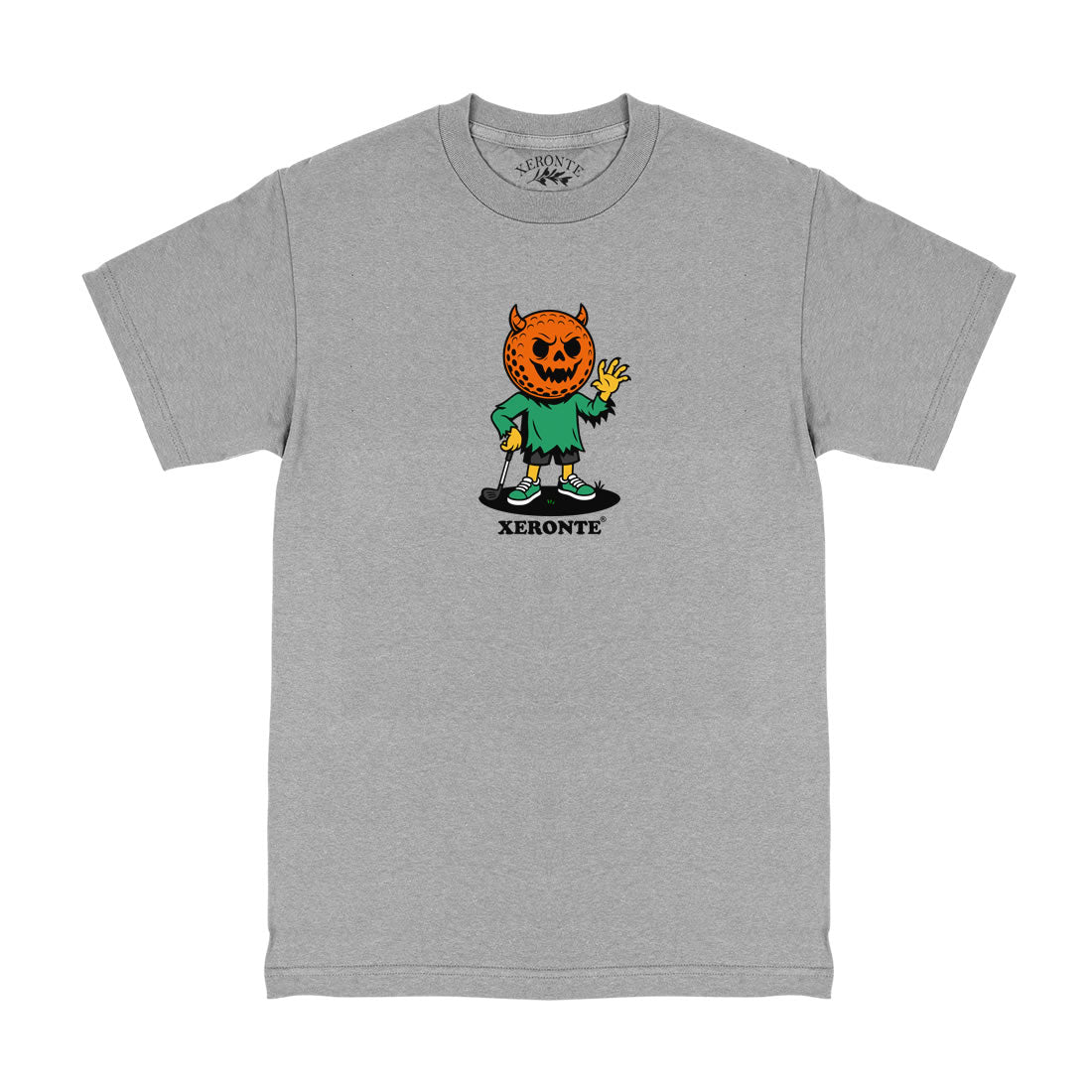 Scary Jack-O-Lantern Golf Ball Mascot Men's T-Shirt Grey