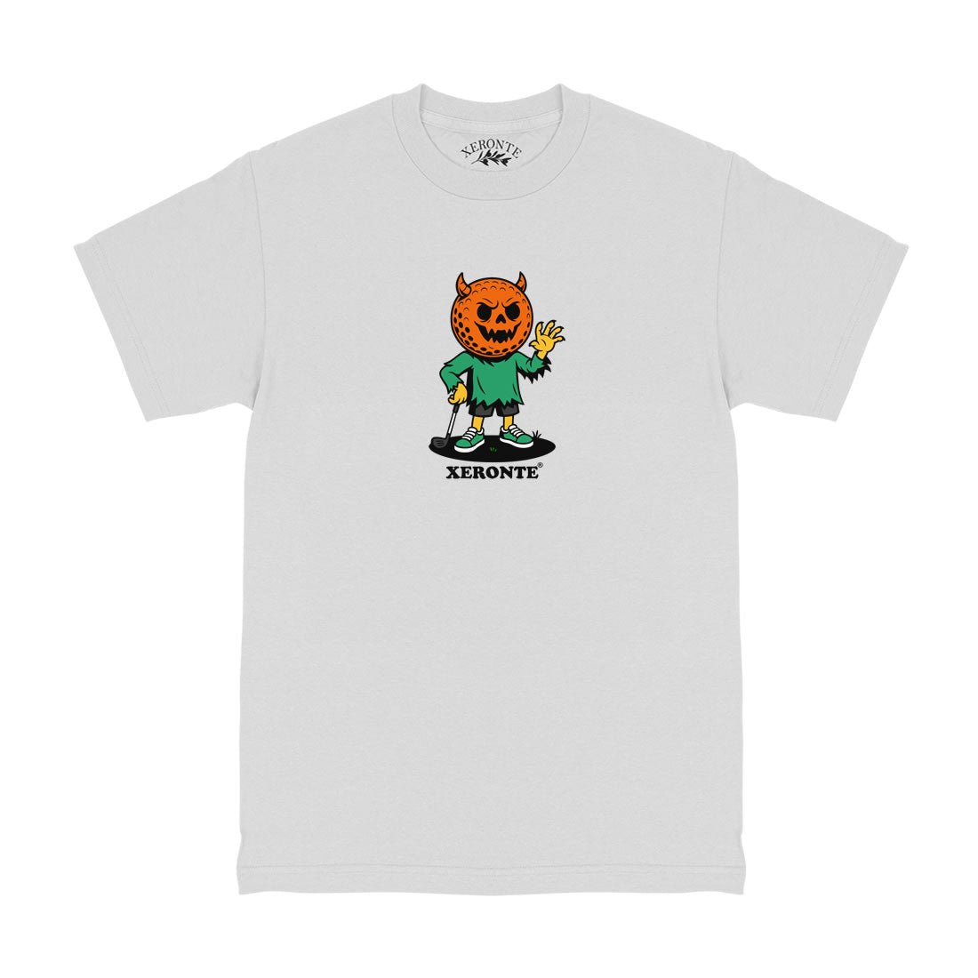 White Scary Jack-O-Lantern Golf Ball Mascot Men's T-Shirt
