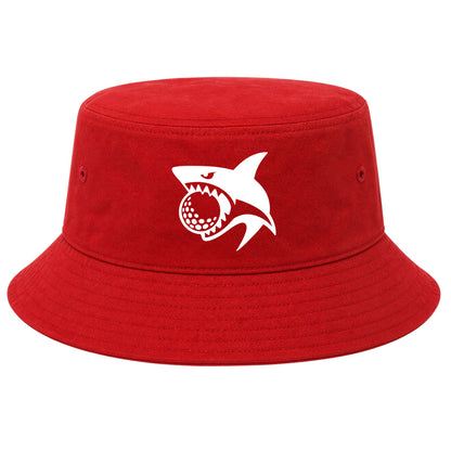 Red Shark Biting Golf Ball Golf Bucket Hat