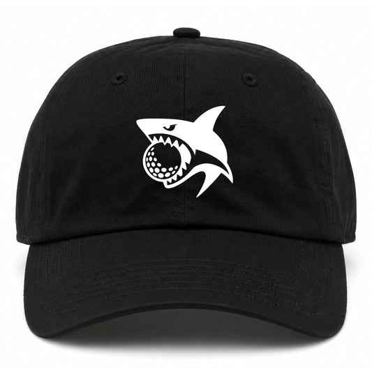 Black Shark Biting Golf Ball Golf Dad Hat