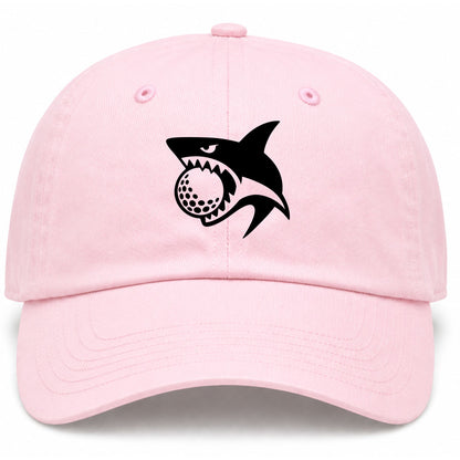 Pink Shark Biting Golf Ball Golf Dad Hat