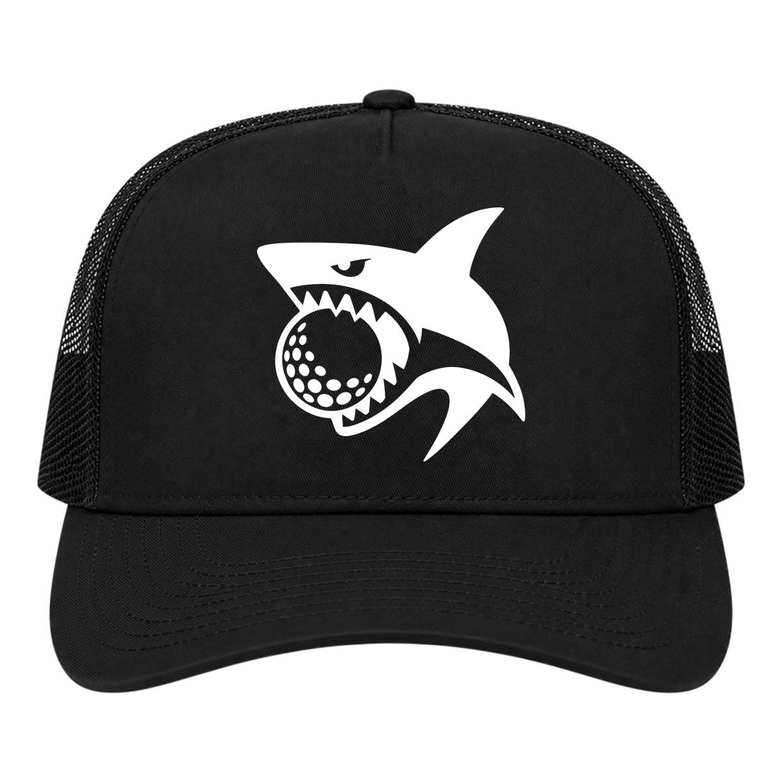 Black Shark Biting Golf Ball Golf Trucker Hat