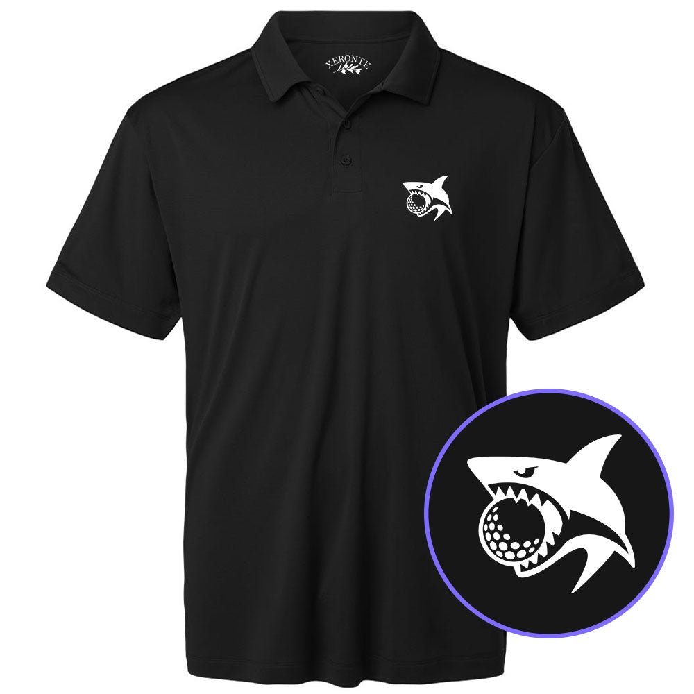 Black Shark Biting Golf Ball Men's Golf Polo Shirt