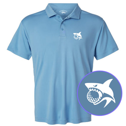 Carolina Blue Shark Biting Golf Ball Men's Golf Polo Shirt