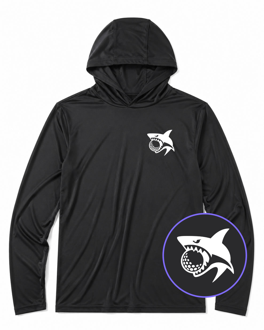 Black Shark Biting Golf Ball Men's Lightweight Performance Golf Hoodie