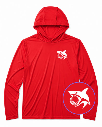 Red Shark Biting Golf Ball Men's Lightweight Performance Golf Hoodie