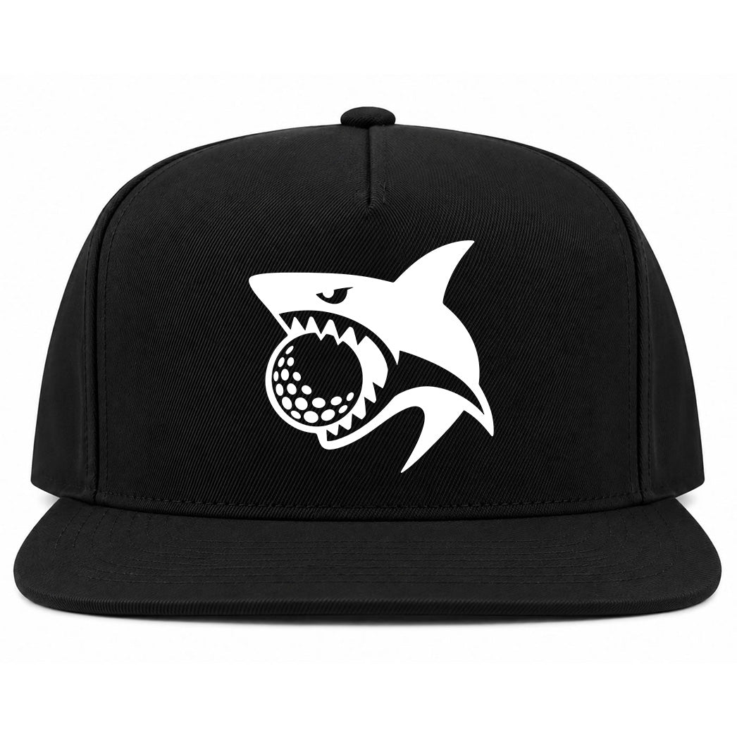 Black Shark Biting Golf Ball Golf Snapback Hat