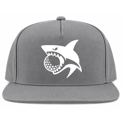 Grey Shark Biting Golf Ball Golf Snapback Hat