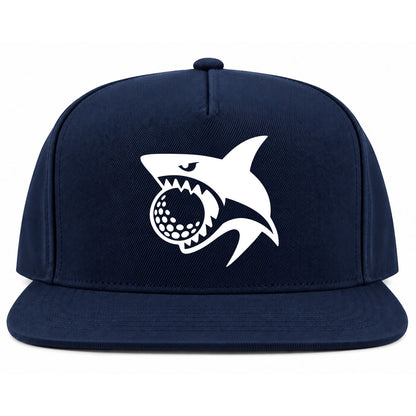 Navy Blue Shark Biting Golf Ball Golf Snapback Hat