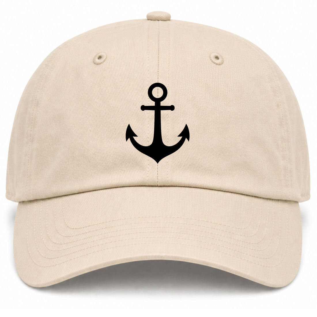 Beige Ship Anchor Golf Dad Hat