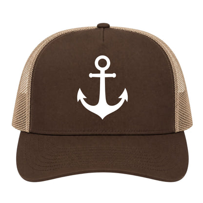 Brown Ship Anchor Golf Trucker Hat