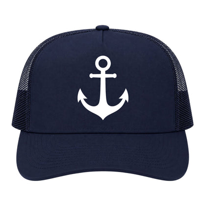 Navy Blue Ship Anchor Golf Trucker Hat
