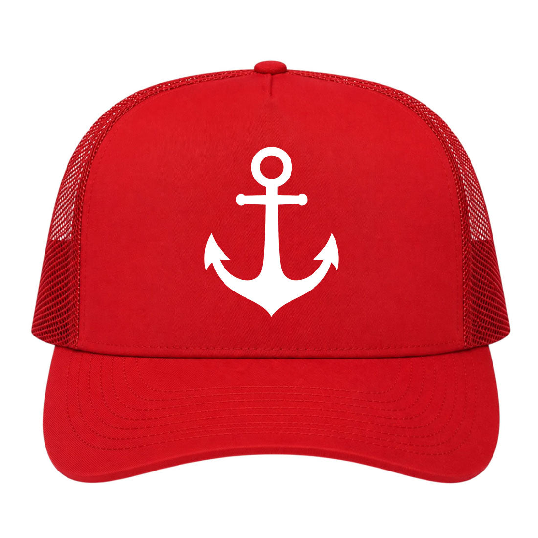 Red Ship Anchor Golf Trucker Hat