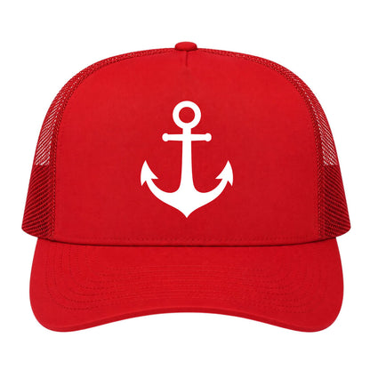 Red Ship Anchor Golf Trucker Hat