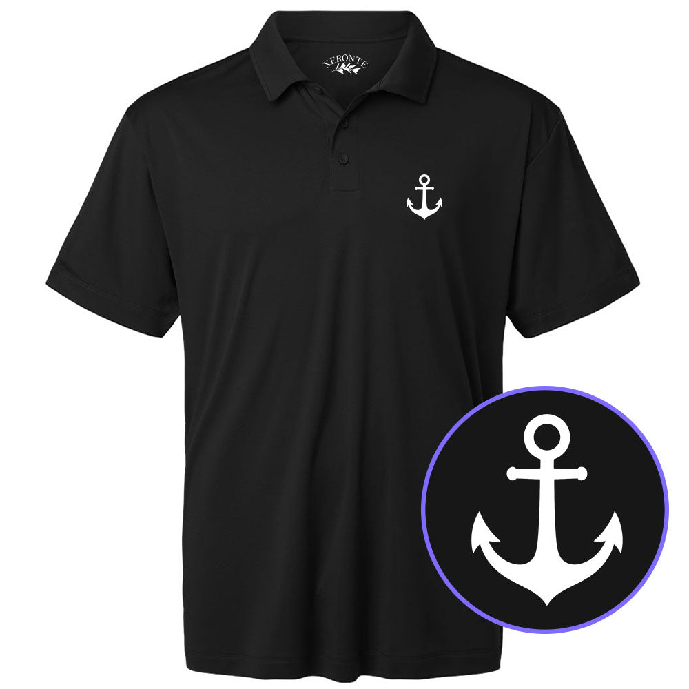 Black Ship Anchor Men's Golf Polo Shirt