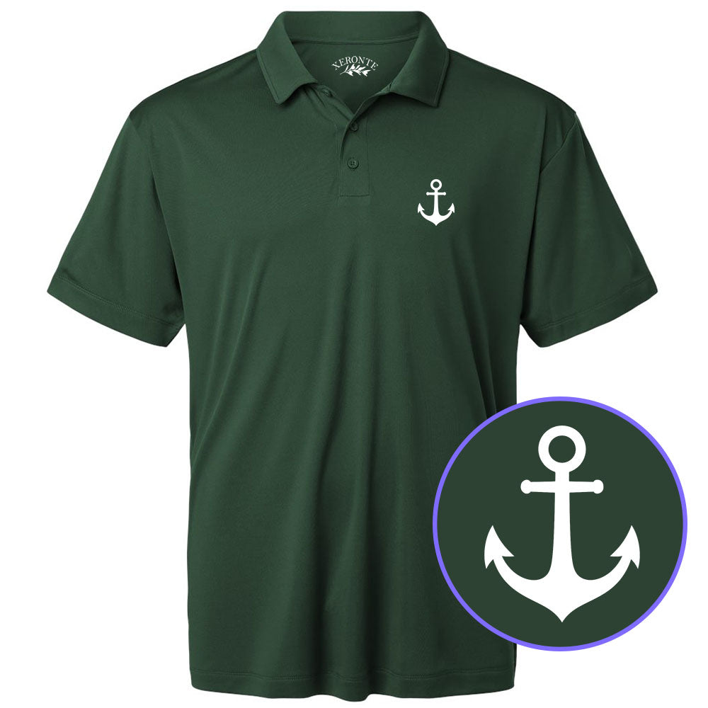 Green Ship Anchor Men's Golf Polo Shirt