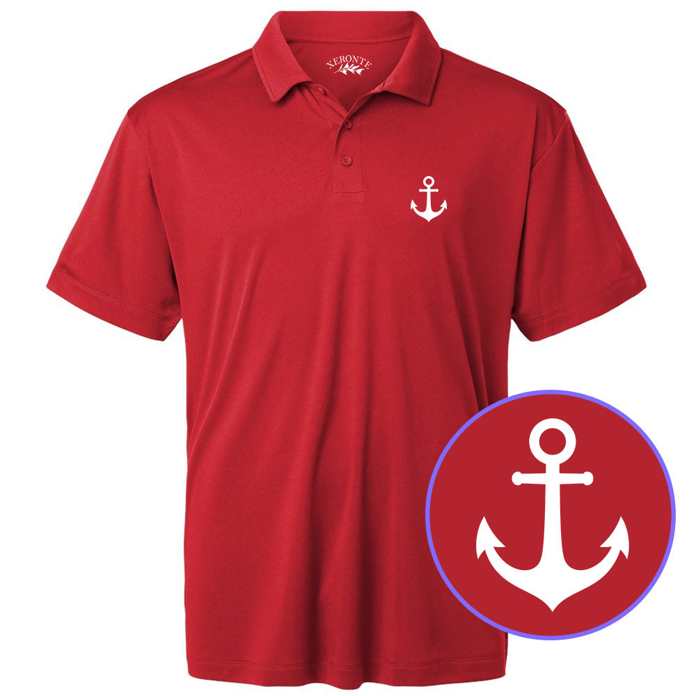 Red Ship Anchor Men's Golf Polo Shirt