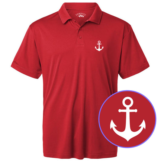 Red Ship Anchor Men's Golf Polo Shirt