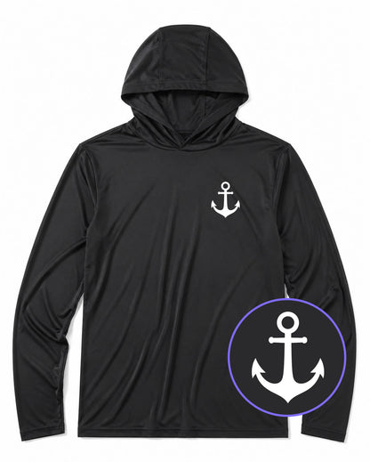 Black Ship Anchor Men's Lightweight Performance Golf Hoodie