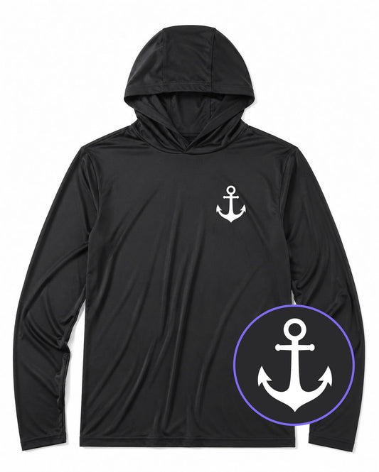 Black Ship Anchor Men's Lightweight Performance Golf Hoodie