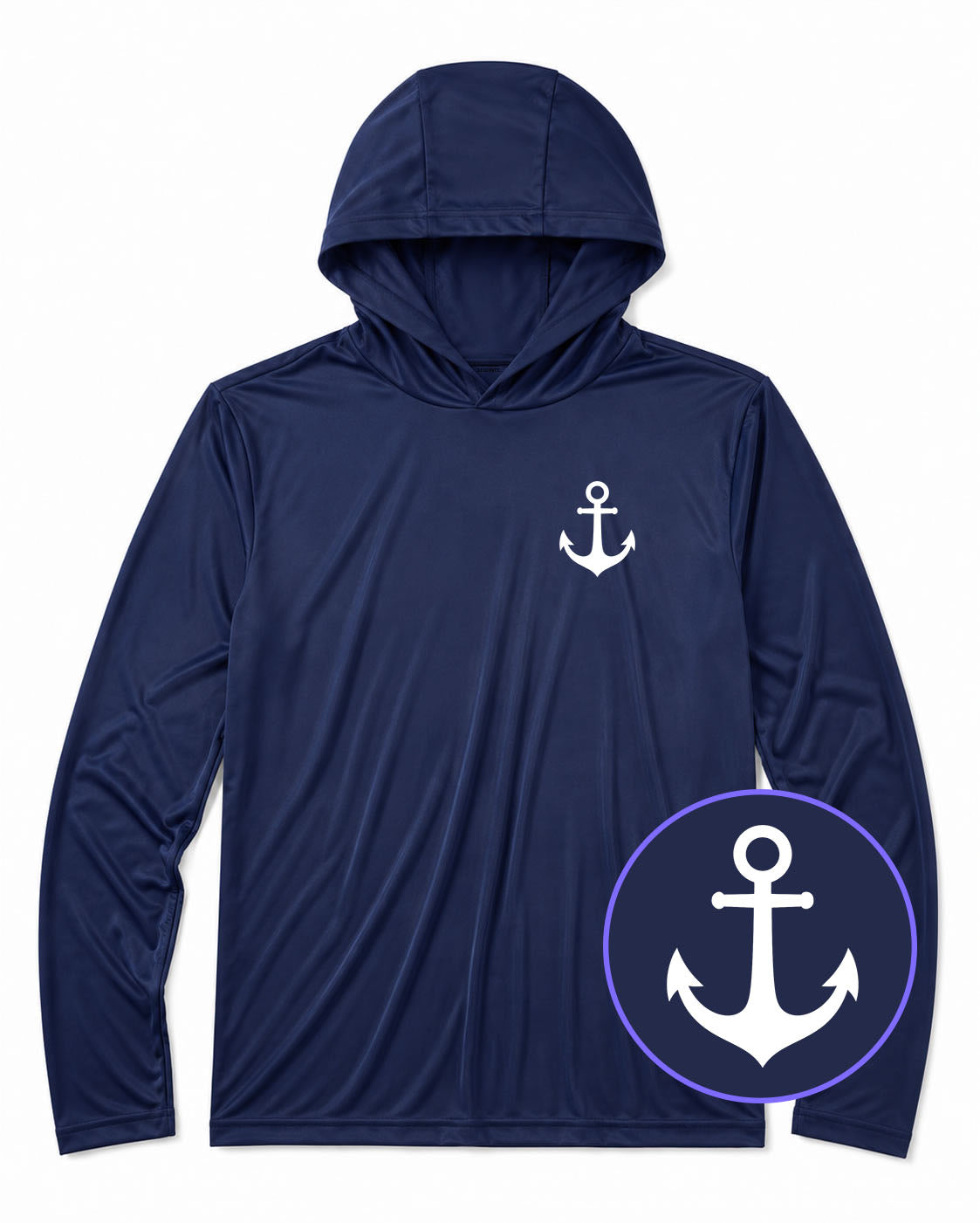Navy Blue Ship Anchor Men's Lightweight Performance Golf Hoodie