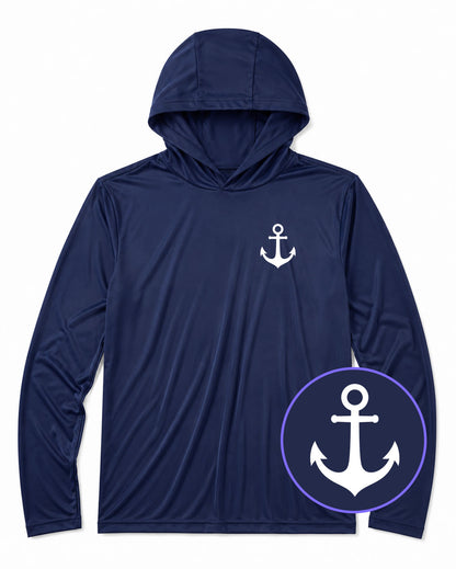 Navy Blue Ship Anchor Men's Lightweight Performance Golf Hoodie