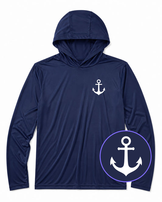 Navy Blue Ship Anchor Men's Lightweight Performance Golf Hoodie
