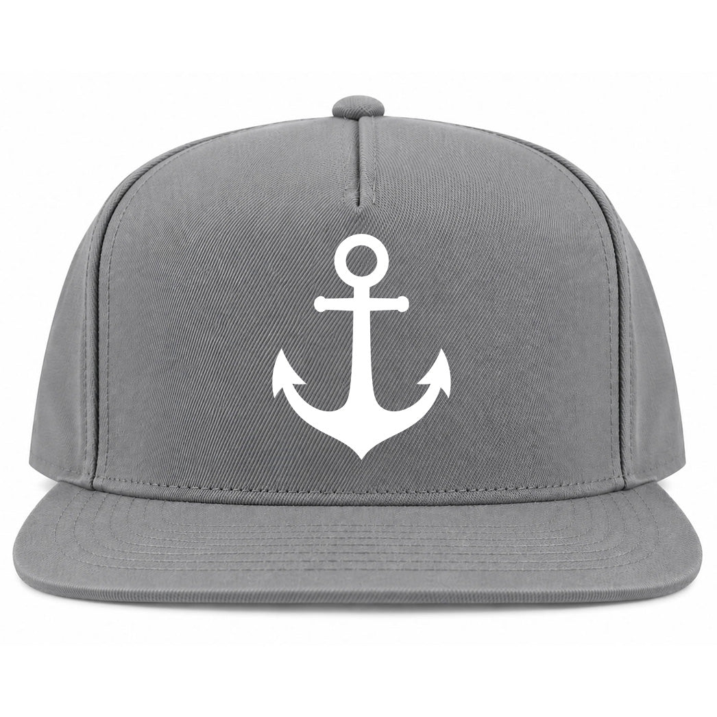 Grey Ship Anchor Golf Snapback Hat