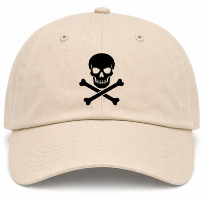 Beige Skull And Crossbones Golf Dad Hat