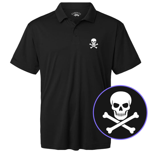 Black Skull And Crossbones Men's Golf Polo Shirt