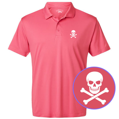 Pink Skull And Crossbones Men's Golf Polo Shirt